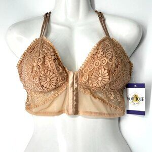 Arie L Nude Floral Lace Camisole Bralette Bra Front Closure Racerback Wireless
